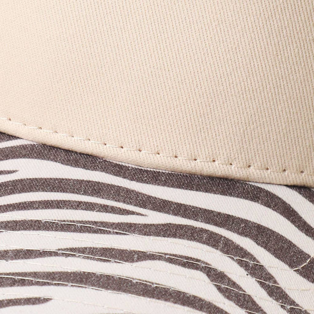 Two-Tone Zebra Printed Brim Canvas Trucker Hat: ZEBRA / ONE SIZE