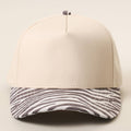 Two-Tone Zebra Printed Brim Canvas Trucker Hat: ZEBRA / ONE SIZE